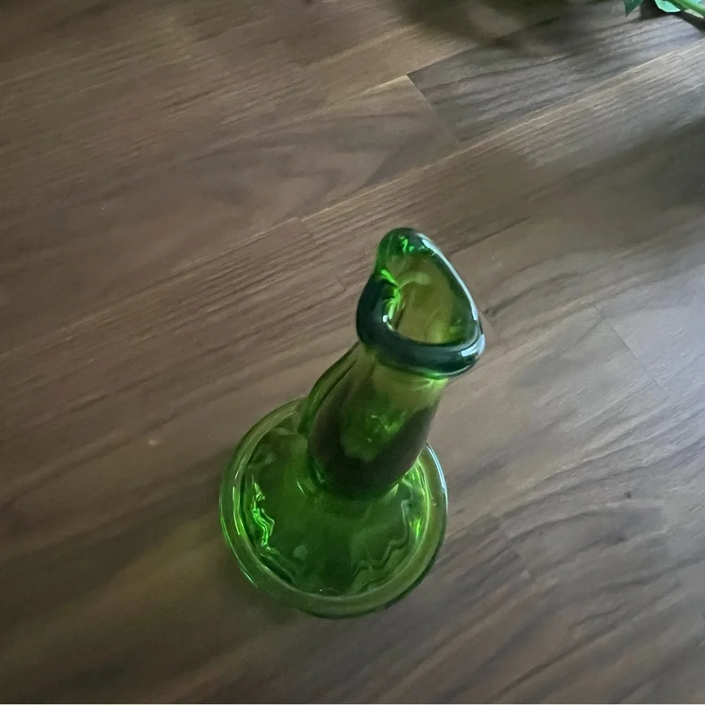 Unique Vintage Vintage Kanawha Green Optical Swung Vase With Spiral Rope Detai